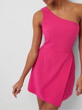 French Connection One-Shoulder Hot Pink Mini Dress